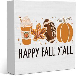 Autumn Decorations Happy Fall Y'all Thanksgiving Gift Pumpkin Football Coffee